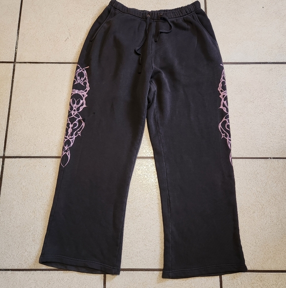 Elwood Oversized Distressed Wide Leg Sweatpants Washed Grey Sz.L